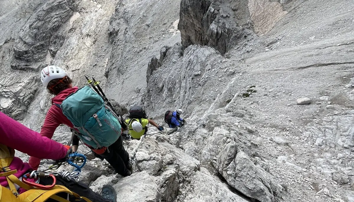 Sentiero Alfredo Benini - abwärts durch ein Steilstück | © Dustin Rottmann / DAV Mainz